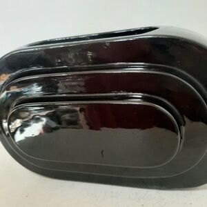 Art Deco High Gloss  Black Ceramic Vase